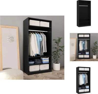 Produktbild von vidaXL Kleiderschrank Schwarz 100x50x200 cm Holzwerkstoff -  Kleiderschränke