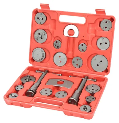 Produktbild von Ikodm Universal Bremskolbenrücksteller Werkzeugset mit 18 Adaptern, Links- und Rechtsspindel