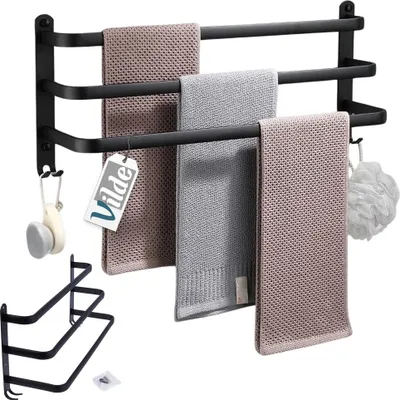 Produktbild von Vilde Handtuchhalter Handtuchstange Badetuchhalter aus Aluminium schwarz 50 cm