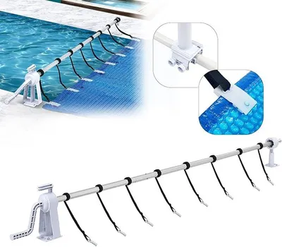 Produktbild von Pool Aufroller Aufrollsystem Aufrollvorrichtung aus Aluminium inkl. 8 Befestigungsbänder für Poolplanen & Solarfolie - 1,05m bis 6,15 m verstellbar