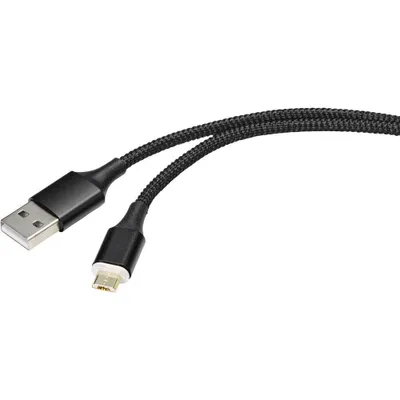 Produktbild von Renkforce USB-Kabel USB 2.0 USB-A Stecker, USB-Micro-B Stecker 1.00 m Schwarz magnetischer Stecker RF-4746074
