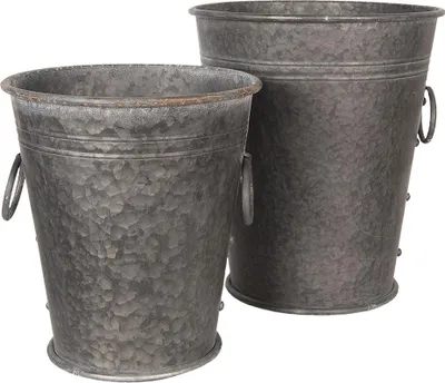 Productafbeelding van Clayre & Eef Decoratieve emmers, set van 2, grijs, metaal