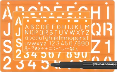 Produktbild von Standardgraph Schablonen Set mit 3 Schablonen und einen Fineliner 0,5 mm