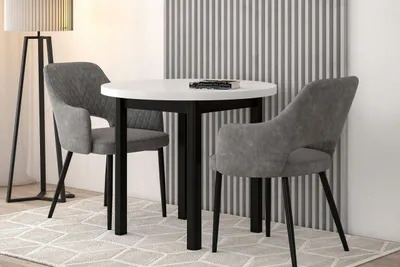 Obrázek produktu pro Kulatý jídelní stůl 90 cm LIRIDON - bílý / černý