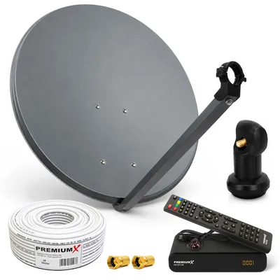 Produktbild von PremiumX SAT Anlage 80cm Antenne Single LNB Kabel F-Stecker Receiver