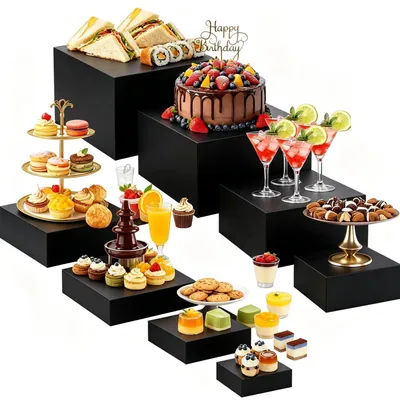 Immagine prodotto di Solidchoice - Set di 8 supporti per torte in acrilico nero