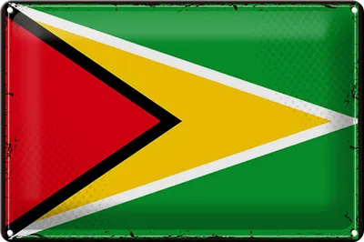 Produktbild von Blechschild Flagge Guyana 30x20cm Retro Flag of Guyana