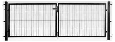 Produktbild von Doppelflügeltor anthrazit, 300 x 100 cm (B x H) für Stabmattenzäune mit Befestigungsmaterial