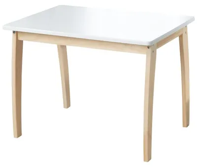 Kindertafel aus Massivholz und MDF, weiß, 76x52x56 cm