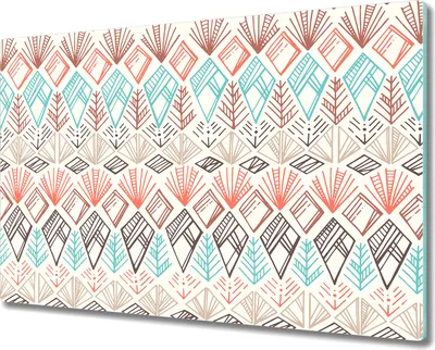 Produktbild von Glas-Herdabdeckplatte Glaskeramikkochfeld-Abdeckung Spritzschutz - 80x52 cm - Ethnisches weiß blau