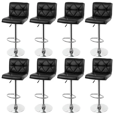 Produktbild von 8er set Barhocker aus Kunstleder, höhenverstellbar, Barsessel Barstuhl Esszimmer schwarz