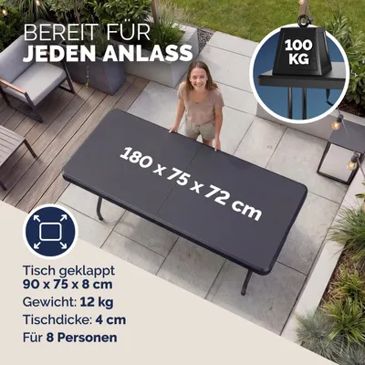 Productafbeelding van CASARIA tuintafel, 180x75 cm, inklapbaar