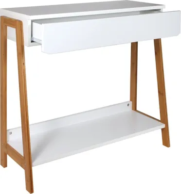 Produktbild von Konsole 1 Schublade weiß mit Regal - 84 x 34 x 67 cm