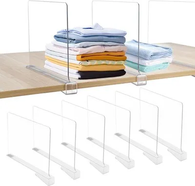 Produktbild von Ibenzoa® Dreieckige Acryl-Regaltrenner, 6er-Set 30 x 20 cm – Clip-on, verstellbare Fachteiler für Kleiderschrank, Kleidung & Bücher