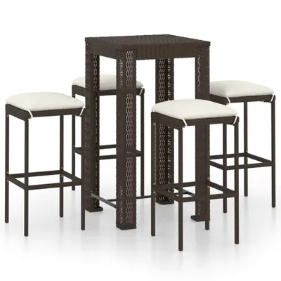 Produktbild von vidaXL 5-tlg. Gartenbar-Set mit Kissen Poly Rattan Braun