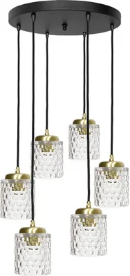 Obrázek produktu pro Závěsné svítidlo pravé mosazné sklo kulaté Ø 49 cm V: max. 122 cm v černé matné mosazi E27 vintage design