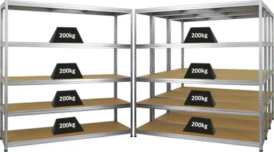 Produktbild von Mega Deal | 4x Schwerlastregal Giant Elephant | HxBxT 180x180x45cm | Fachlast 200kg | Verzinkt