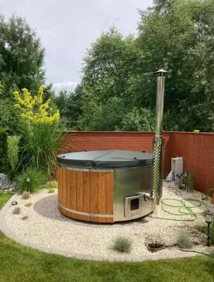 Produktbild von Bade Fass Hot Tub Badezuber CISO Hybrid Ø 200 cm Badetonne Düsen Filtersystem SPA Whirpool