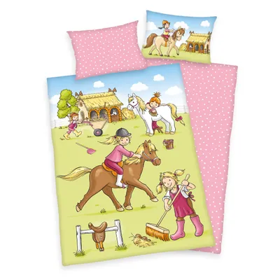 Produktbild von Herding ( Baby Best ) "Ponyhof" Bio-Bettwäsche /  Babybettwäsche / Kleinkinderbettwäsche, 100% Baumwolle ( Renforcé ), 40x60 + 100x135 cm