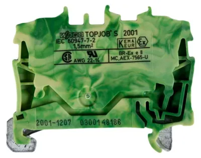 Obrázok produktu pre Svorka ochranného vodiča WAGO, 2001-1207, zeleno-žltá