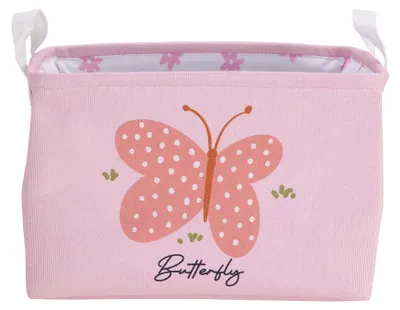 Image de Boîte de rangement pour enfants, 30x25 cm – Motif papillon, rose, H&L