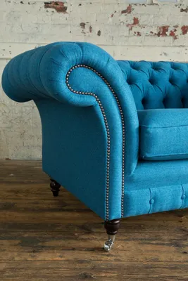 Zdjęcie produktu dla Niebieska sofa kanapa tapicerka chesterfield siedzenia tkaniny skórzane kanapy nowe