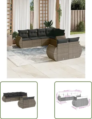 Produktbild von The Living Store 7-tlg. Garten-Sofagarnitur mit Kissen Grau Poly Rattan