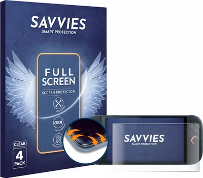Produktbild von 4x Savvies Fullscreen Schutzfolie für Nintendo Switch 2 Displayschutz Folie Fullcover Klar Transparent