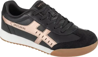 A studio shot of a single Skechers shoe.