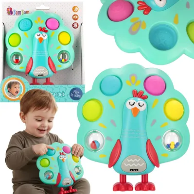 Obrázok produktu pre Bam Bam Senzorická hračka PÁV, POP IT pre deti, farebná vzdelávacia hračka 18m+