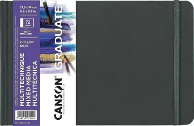 Produktbild von CANSON Skizzenbuch GRADUATE Mixed Media 216 x 140 mm schwarz 36 Blatt