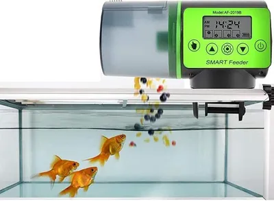 Produktbild von Futterautomat für Fische Aquarium mit digitaler Timer, Zeit Einstellung für Fisch Tank und Schildkröten Tank