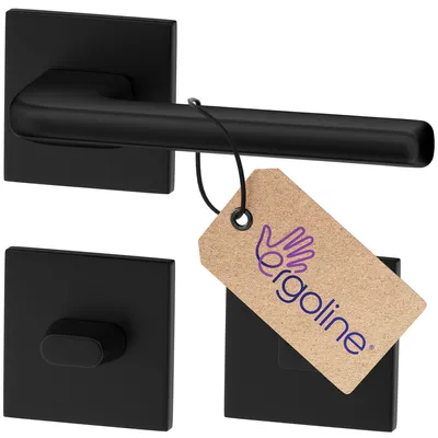 Produktbild von ERGO line Modern Design, Schwarz Türbeschlag DISCO für Badtüren WC, Die ultra-feine Silhouette, Türbeschlag; Türgriff; Türklinke