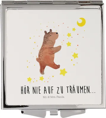 Produktbild von Mr. & Mrs. Panda Kosmetikspiegel Bär Träume - Weiß - Geschenk, Klappspiegel, Träumen, Teddy, Schminkspiegel, Reisespiegel, Traumdeutung, Handspiegel, Taschenspiegel