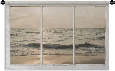 Produktbild von MuchoWow® Wandteppich Wandbehang Aussicht - Strand - Meer 90x60 cm Tapisserie Dekoration Wandtuch - Wandskulpturen - Bildteppich