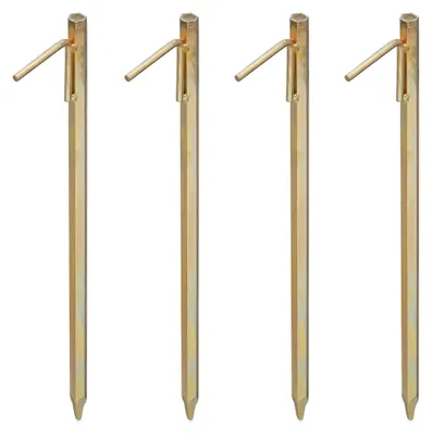 Image de Lot de 4 piquets de sol Relaxdays XXL, piquets pour sols durs, 50 cm, camping, à enfoncer, acier galvanisé, doré