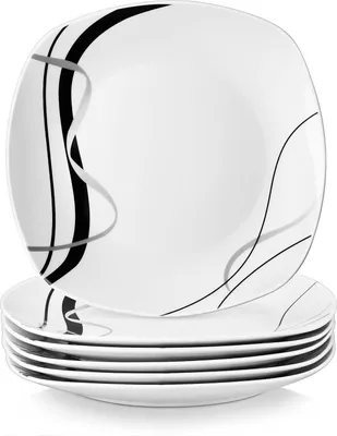 Image de VEWEET Porcelaine Assiette plate Fiona 6-pièces Set 24,7cm - Service de table Complément & Motif décoratif - Micro-ondes & Lave-vaisselle