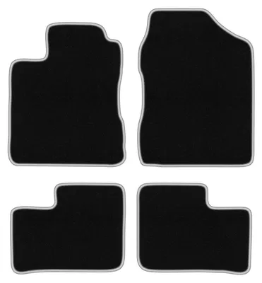 Produktbild von Fußmatten Velours Schwarz/Silber für Daihatsu Cuore VI 2003-2007 Set 4-tlg