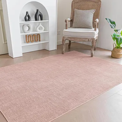 Productafbeelding van Laagpolig Vloerkleed - Shaggy Tapijt - Woonkamer Decoratie - Wasbaar & Anti-slip - 60 x 90 cm - Roze
