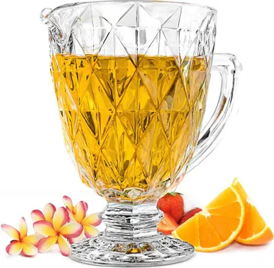 Produktbild von Wasserkrug mit Henkel 1L Relief Glaskrug Glaskaraffe Karaffe Krug Saftkrug