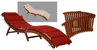 Produktbild von Garden Pleasure Faltliege NASSAU mit Auflage 2er Set Eukalyptus100% geölt 985087-2