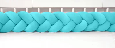 Produktbild von Bettschlange geflochten Velours 400 cm – Türkis | Bettumrandung Babybett Nestchen | Letino