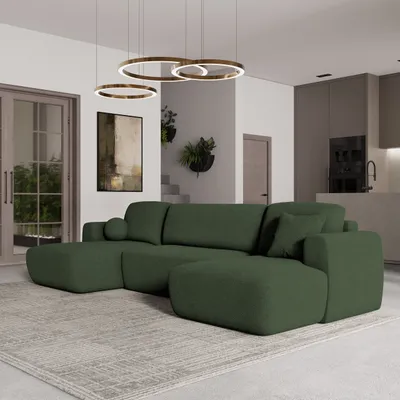 Produktbild von Masseno Ecksofa SENTUM N mit Schlaffunktion U-Form, Sofa mit Bettkasten, Wohnzimmersofa, Couch, Soffa, Bettsofa, Couchgarnitur- Grün, NOW OR NEVER 37