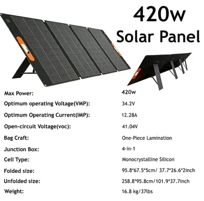 Produktbild von Solarmodul - Faltbar Tragbar 420 W Solarladegerät - Hoher Wirkungsgrad - Notstrom - Für Camping, Wohnmobil, Zuhause, Outdoor