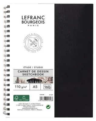 Productafbeelding van Lefranc Bourgeois 301348 Schetsboek, 80 bladzijden - A5, 110 g/m², met spiraalbinding