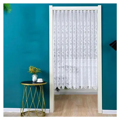 Produktbild von Bestickte Scheibengardine aus Spitze, moderne Kurzgardine, Bistrogardine, in der Breite kürzbar, für die Küche, weiß (BxH 60x90cm), 1 Stück