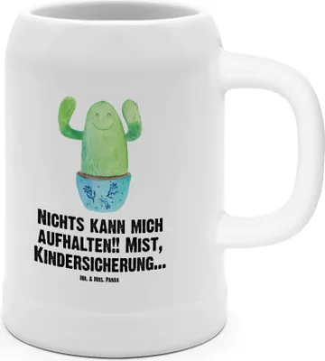 Produktbild von Mr. & Mrs. Panda Seidel Kaktus Happy - Weiß - Geschenk, Mutter, Krug, Lustig, Steinkrug, Motivation, Tonkrug, Bier, Steingutkrug, Kakteen, Ausbildung, Familie