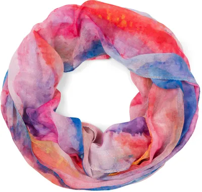 Produktbild von styleBREAKER Damen Loop Schal mit buntem Aquarell Farbverlauf Muster, leichter sommerlicher Schlauchschal mehrfarbig 01016220