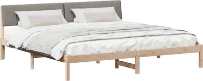 Image de Cadre de lit Marron et taupe 200 x 200 cm Bois massif en pin