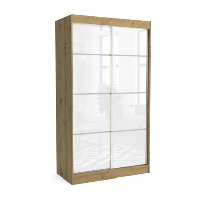 Produktbild von Kleiderschrank JULY ARTISAN, 120x60x215 cm – mit Schiebetüren & Spiegel, Kleiderstange & Regalfächer, Schlafzimmerschrank, Garderobenschrank, Modern
